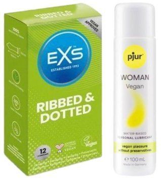 Набор EXS Ribbed & Dotted (12 шт) + pjur Woman Vegan 100 мл SOS13512 фото