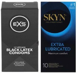 Набор с SKYN Extra Lube 10 штук + EXS Black Latex 12 шт SOS7987 фото