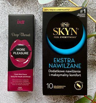 Комплект SKYN Extra Lube (10 шт) + Спрей Intt Deep Throat Oral Spray (12 мл) SOS2394 фото