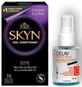 Набор из SKYN Elite 10 шт + Пролонгатор LOVELY LOVERS DELAY SPRAY 50 ML SOS8889 фото