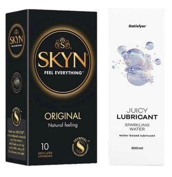 Набор Лубрикант Satisfyer Sparkling Water 300мл + SKYN Original 10 шт. SOS12710 фото