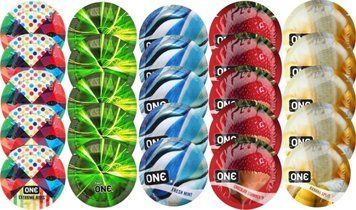 Набор с 25 шт One Extreme ribs + ONE Glowing + ONE Fresh Mint + ONE Chocolate Strawberry + ONE Banana Split SOS8264 фото