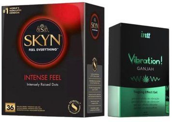 Набор из SKYN Intense Feel (36 шт) + Жидкий вибратор Intt Vibration Ganjah (15 мл) SOS9810 фото