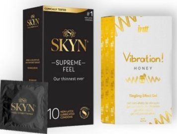 Skyn Supreme Feel 10 шт + Intt Vibration Honey (15 мл) SOS7109 фото