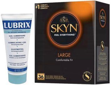 Набор из Лубрикант на водной основе Lubrix (100 мл) + SKYN Large, 36 шт SOS8796 фото