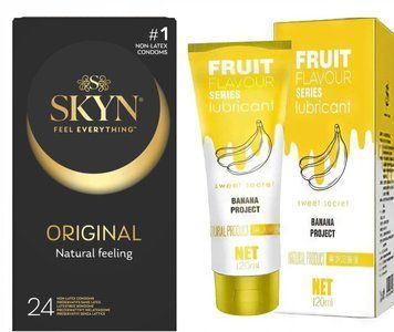 Набір : SKYN Original (24 шт) та Лубрикант OLO SWEET SECRET с ароматом банана 120ml SOS49 фото