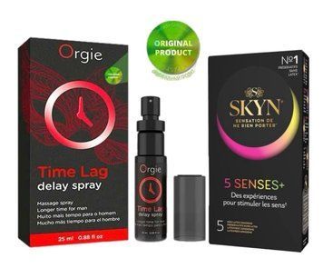 Пролонгатор для мужчин Time Lag, 25 мл. ORGIE+SKYN 5 Senses 5 шт. SOS6660 фото
