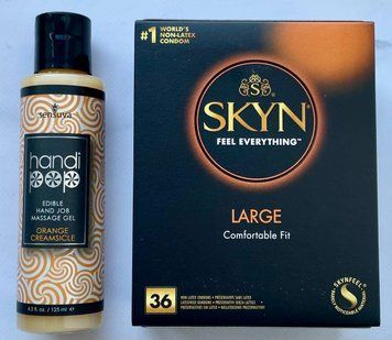 Комплект SKYN Large 36 шт - Лубрикант смаковий Sensuva Handipop Orange Creamsicle (125 мл) SOS3354 фото