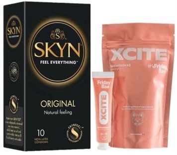 Набір з SKYN Original (10 шт)   + рідки вібратор Friday Bae XCITE (15 мл) SOS9860 фото