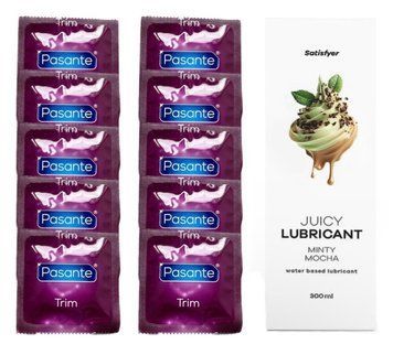 Комплект Pasante TRIM 10шт. + Лубрикант Satisfyer Juicy Lubricant Minty Mocha 300 мл SOS11709 фото