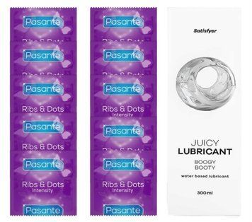 Комплект Pasante Intensity 10шт. + Лубрикант Satisfyer Juicy Lubricant Boogy Booty 300 мл SOS11609 фото