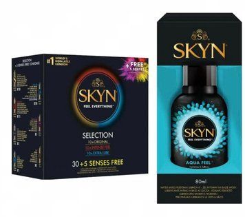 Набір: Skyn Selection 30 шт + 5 Senses + Лубрикант SKYN AQUA FEEL 80МЛ SOS11809 фото
