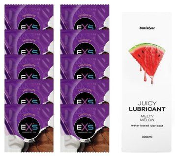 Комплект: из EXS Chocolate 10 шт + Лубрикант Satisfyer Juicy Melty Melon water based 300 мл SOS11318 фото