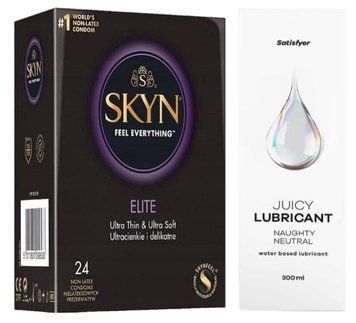 Комплект Лубрикант Satisfyer Juicy Lubricant Naughty Neutral 300 мл + SKYN Elite 24 шт SOS12760 фото