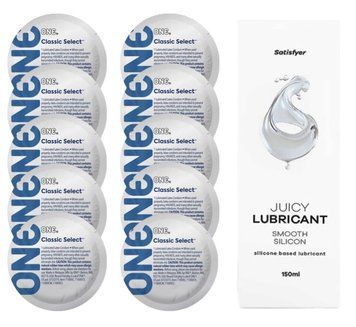 Комплект ONE Classic 10 шт. + Лубрикант Satisfyer Juicy Lubricant Smooth Silicon (150 мл) SOS12308 фото