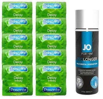 Комплект: Pasante Delay 10 шт + Пролонгатор System JO Prolonger Spray with Benzocaine (60 мл) SOS11027 фото