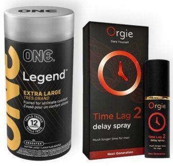Набор из 12 шт ONE Legend Extra Large + Пролонгатор Orgie Time Lag 2 Delay Spray, 10 мл SOS9056 фото