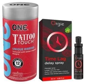 Набор из ONE Tattoo Touch Pack 12 шт+Пролонгатор Time Lag, 25 мл. ORGIE SOS9450 фото