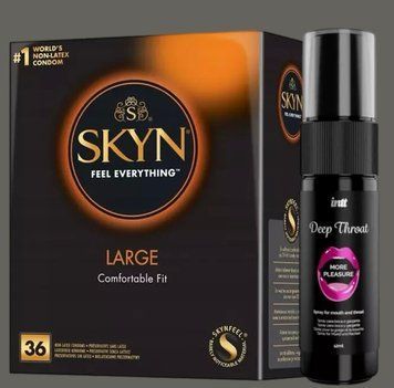 Комплект SKYN Large, 36 шт + Спрей Intt Deep Throat Oral Spray (12 мл) SOS5415 фото