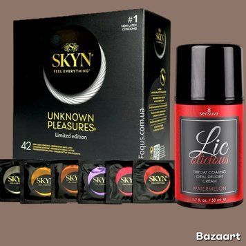 Набір SKYN Pleasures, 42 шт-6 видів + Гель Sensuva - Lic-o-licious Watermelon (50 мл) SOS5117 фото