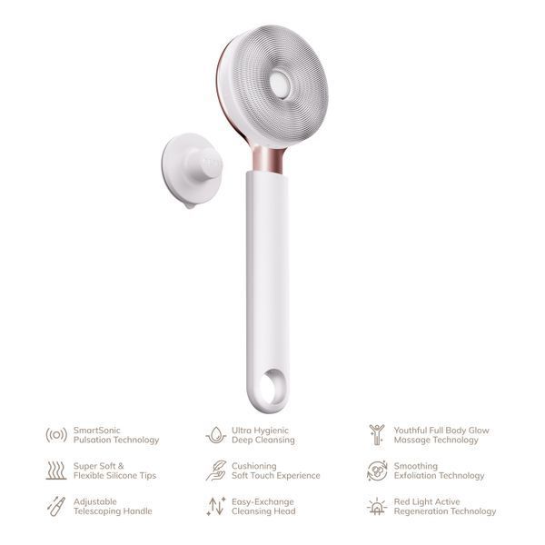 Звуковая светодиодная щетка для всего тела GESKE Sonic LED Full-Body Brush&Intensive Exfoliator 9в1 starlight HB0392 фото