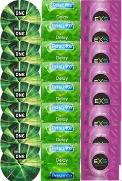 Набор 24 шт One Glowing Pleasures + Delay Infinity + EXS EXTRA SAFE SOS7315 фото