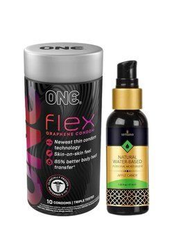 ONE Flex 10 шт. + Смазка на водной основе Sensuva Natural Water-Based Apple Candy (57мл)  SOS6389 фото