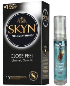 Набір з SKYN Close Feel (10 шт) +  рідкий вібратор 5th Paradise Liquid Vibrator &mdash; Кола (10 мл) SOS9766 фото