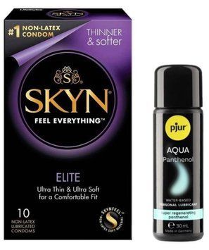 Комплект SKYN Elite 10 шт + Pjur Aqua Panthenol 30 мл SOS13168 фото
