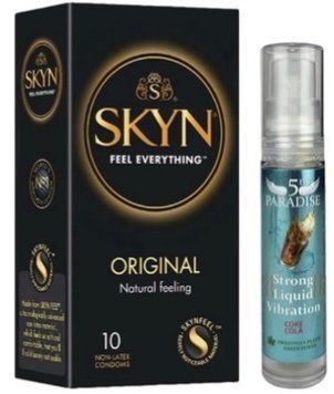 Набір з SKYN Original (10 шт)   + рідки вібратор 5th Paradise Liquid Vibrator &mdash; Кола (10 мл)  SOS9866 фото