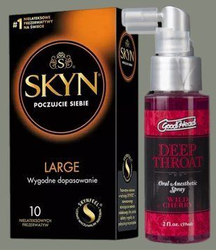 Комплект SKYN Large 10 шт + Спрей Doc Johnson GoodHead DeepThroat Spray - Wild Cherry 59 мл SOS5566 фото