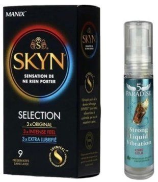 Набір з SKYN Selection (9 шт) + Рідкий вібратор потужний смак: кола, 10 мл 5th Paradise SOS9656 фото