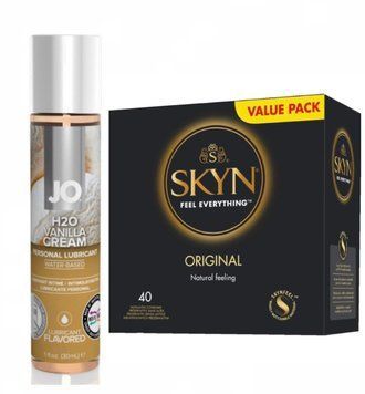Комплект:  SKYN ORIGINAL 40 шт. + Лубрикант System JO Vanilla Cream SOS11274 фото