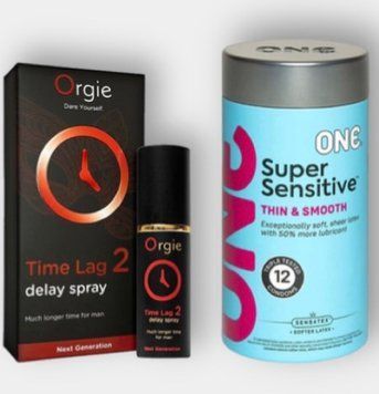 ONE Super Sensitive 12 шт - Пролонгатор  Orgie Time Lag 2 Delay Spray, 10 мл SOS6290 фото