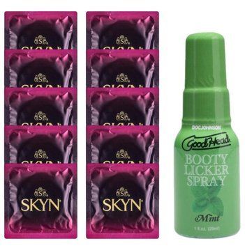 Комплект SKYN Cherry Sunrise 10 шт + Doc Johnson GoodHead Booty Licker Spray Mint (29 мл) SOS13668 фото