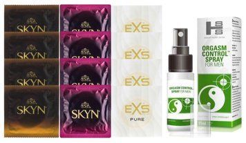 Комплект: Пролонгатор SHS Orgasm Control Spray 15 мл + 8 шт. SKYN + 4 шт. EXS Pure SOS10934 фото