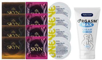 Комплект: Пролонгатор Medica-Group Orgasm Max для 50 мл + 8 шт SKYN + 4 шт ONE Super Studs SOS10983 фото