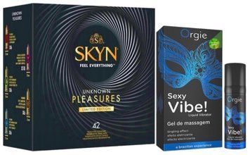 Набір з SKYN Pleasures (42 шт) + Рідкий вібратор Orgie Sexy Vibe (15 мл)  SOS10016 фото