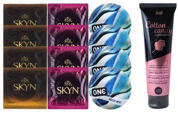 Комплект: Лубрикант Intt Cotton Candy (100 мл) + 8 шт SKYN + 4 шт ONE Fresh Mint SOS10414 фото