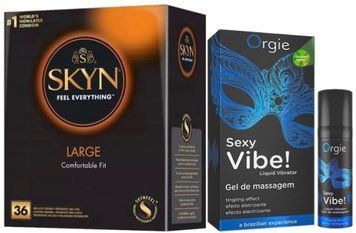 Набір з SKYN Large (36 шт) + Рідкий вібратор Orgie Sexy Vibe (15 мл)  SOS9916 фото