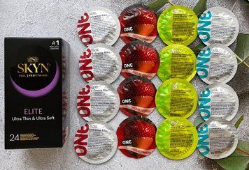Комплект 40 штук Skyn Elite + ONE Extreme Ribs, Pleasure Plus, Flavor Waves, Glowing Pleasures SOS2300 фото