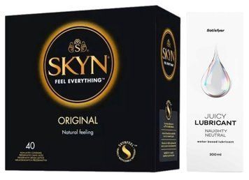 Комплект Лубрикант Satisfyer Juicy Lubricant Naughty Neutral 300 мл + SKYN Original 40 шт SOS12766 фото
