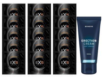 Комплект EXS Black Latex 15 шт + Boners Erection Cream (100 мл) SOS14627 фото