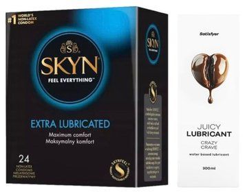 Комплект Лубрикант Satisfyer Juicy Crazy Crave 300 мл + SKYN Extra Lube 24 шт SOS12884 фото