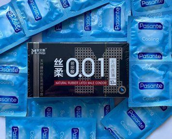 Набір ультратонких з додатковою змазкою 0,01 мм Muaisi Black (10 шт) + Pasante Cooling 20 шт SOS1156 фото