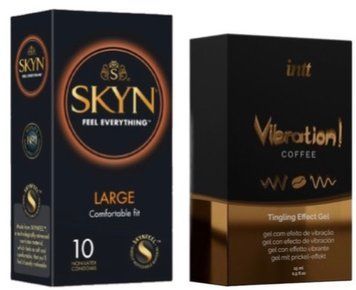Набір з 10 шт SKYN Large + Рідкий вібратор Intt Vibration Coffee (15 мл) SOS10312 фото
