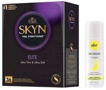 Комплект Skyn ​​Elite 36 шт + pjur Woman Vegan 30 мл SOS13318 фото