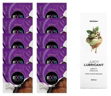 Комплект: из EXS Chocolate 10 шт + Лубрикант Satisfyer Juicy Minty Mocha water based 300 мл SOS11324 фото