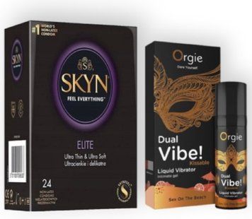 SKYN Elite, 24 шт + DUAL VIBE!, 15 мл Orgie sex on the beach SOS7015 фото