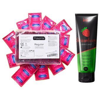 Pasante Regular 72 шт и Лубрикант INTT Strawberry (100 мл) SOS963 фото
